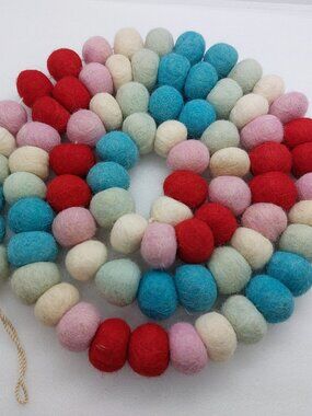 Multi Color Felt Ball Garland 6 Feet Long